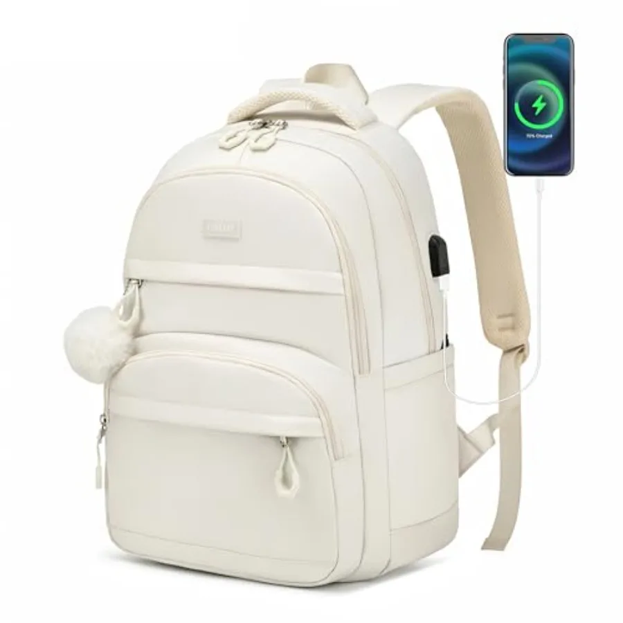 

Girls Backpack School Bag, Laptop Backpack with USB Charging Hole for Women, Aesthetic College Bookbag for Teens Students