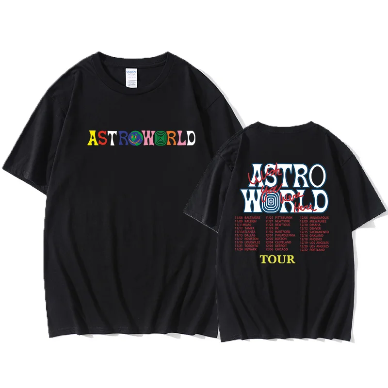 

AstroWorld Tour Men's Oversized T-irt Cotton Letter Print Casual Sportswear Seven-Quarter Sve Autumn Faion