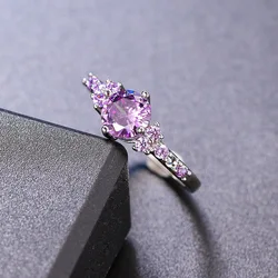 ZHOUYANG Purple Crystal Rings For Women Trend 2024 Zircon Silver Color Promise Ring Accessories Wedding Bidal Gifts Jewelry R492
