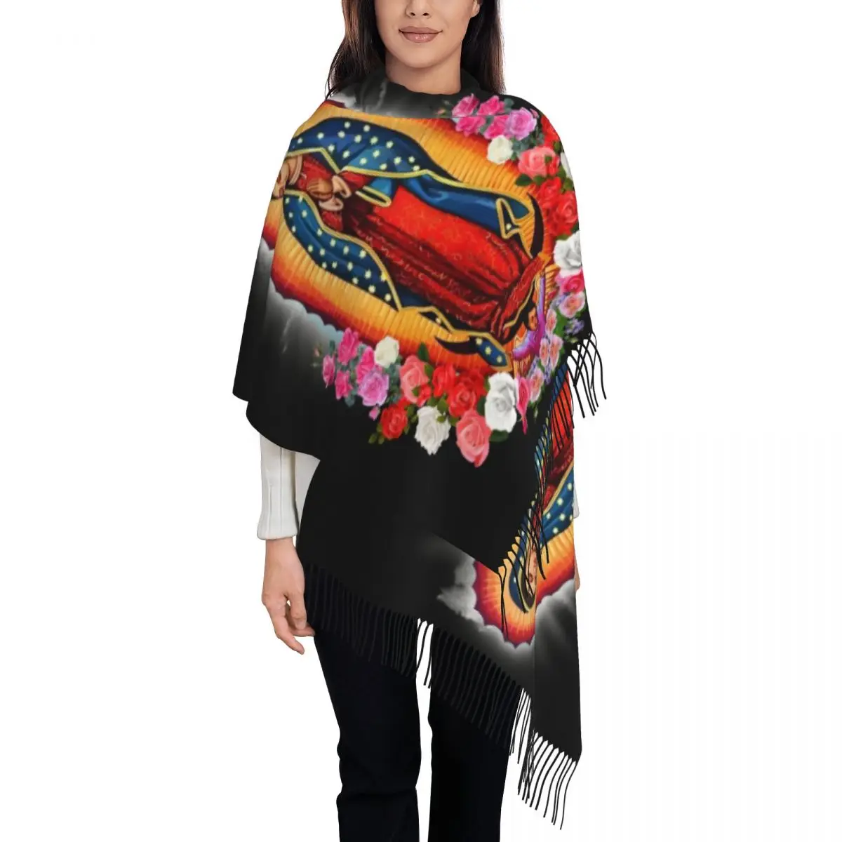 Customized Printed Virgin Mary Of Guadalupe Scarf Men Women Winter Fall Warm Scarves Mexico Catholic Saint Shawl Wrap