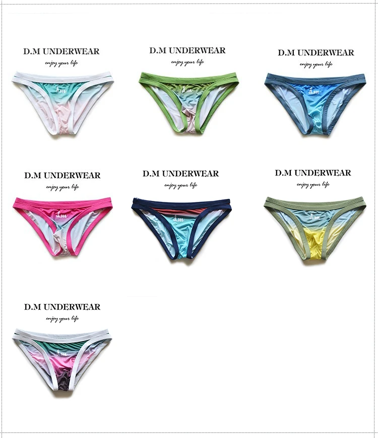 Ropa Interior Masculina de Cintura Baja, Sexy, con Estampado Degradado Triangular, Transpirable, de Nailon, de Secado Rápido,...