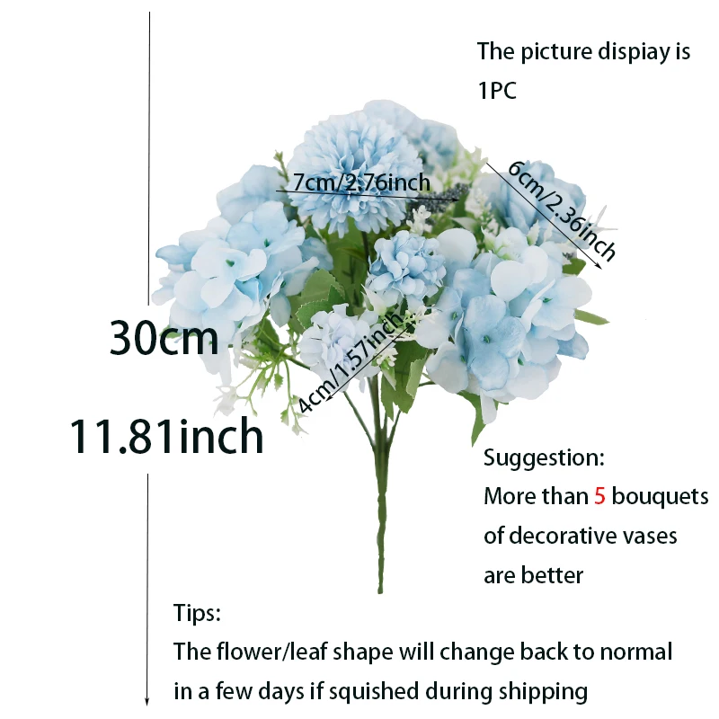 Künstliche Blume Pfingstrose Hybrid Blumenstrauß Faux Hortensie Braut Handstrauß Hochzeit Home Room Decor Weihnachtsfeier Arrangement – Detail 1