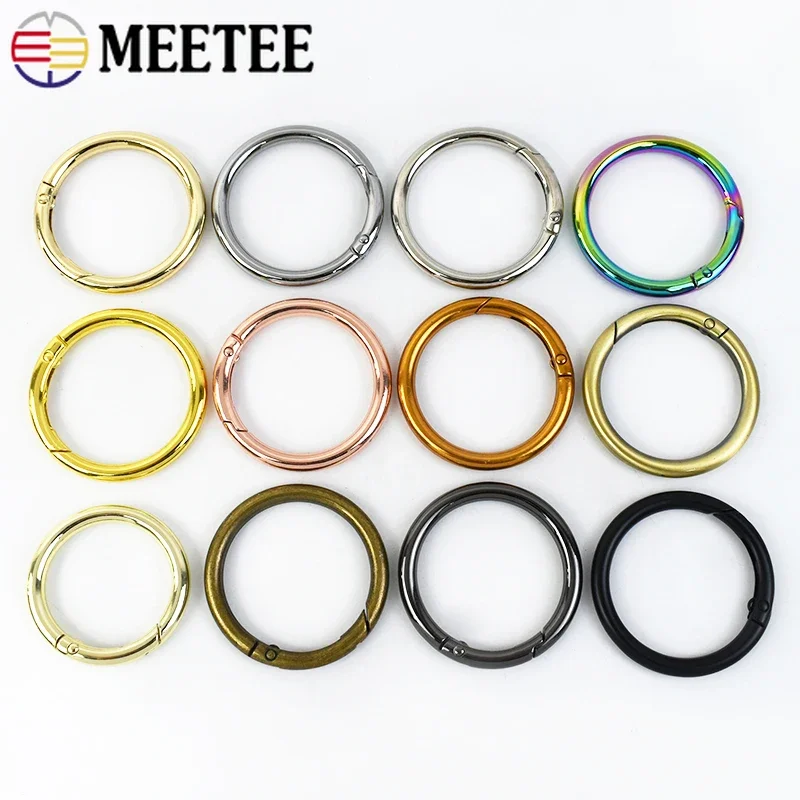 10Pcs 16/20/25/32/38mm Metal O Ring Buckles Spring Clasp For Handbag Strap Webbing Adjuster Hooks DIY Bag Hardware Accessories