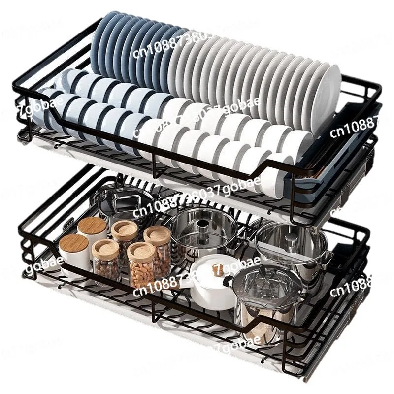 

Basket Kitchen Cabinet Double Drawer Bowl Rack Cupboard 304 Stainless Steel Cupboard
