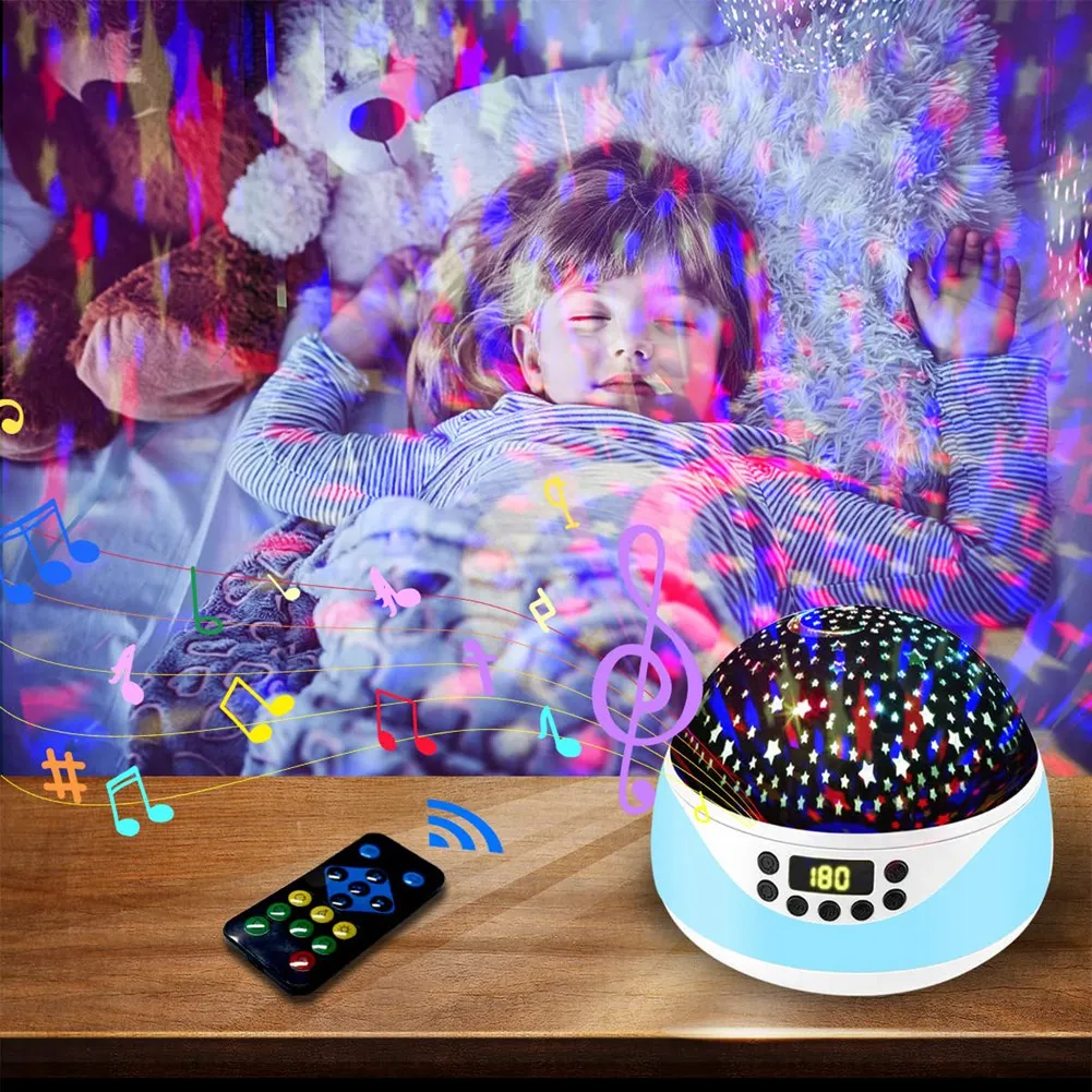 Proyektor Lampu Malam Bintang ABHU untuk Kamar Anak-anak, Lampu Sensorik Bayi, Proyektor Bintang Berbintang Berputar 360 Derajat, Hadiah untuk Anak Laki-laki