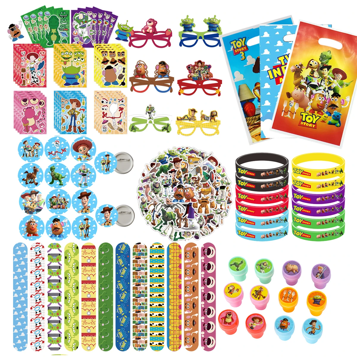 لعبة قصة هدايا للحفلات أساور صفعة هدايا جودي حقيبة الحشو الأساور بيناتا الحشو لوازم الحفلات ملصقات ورقة نظارات