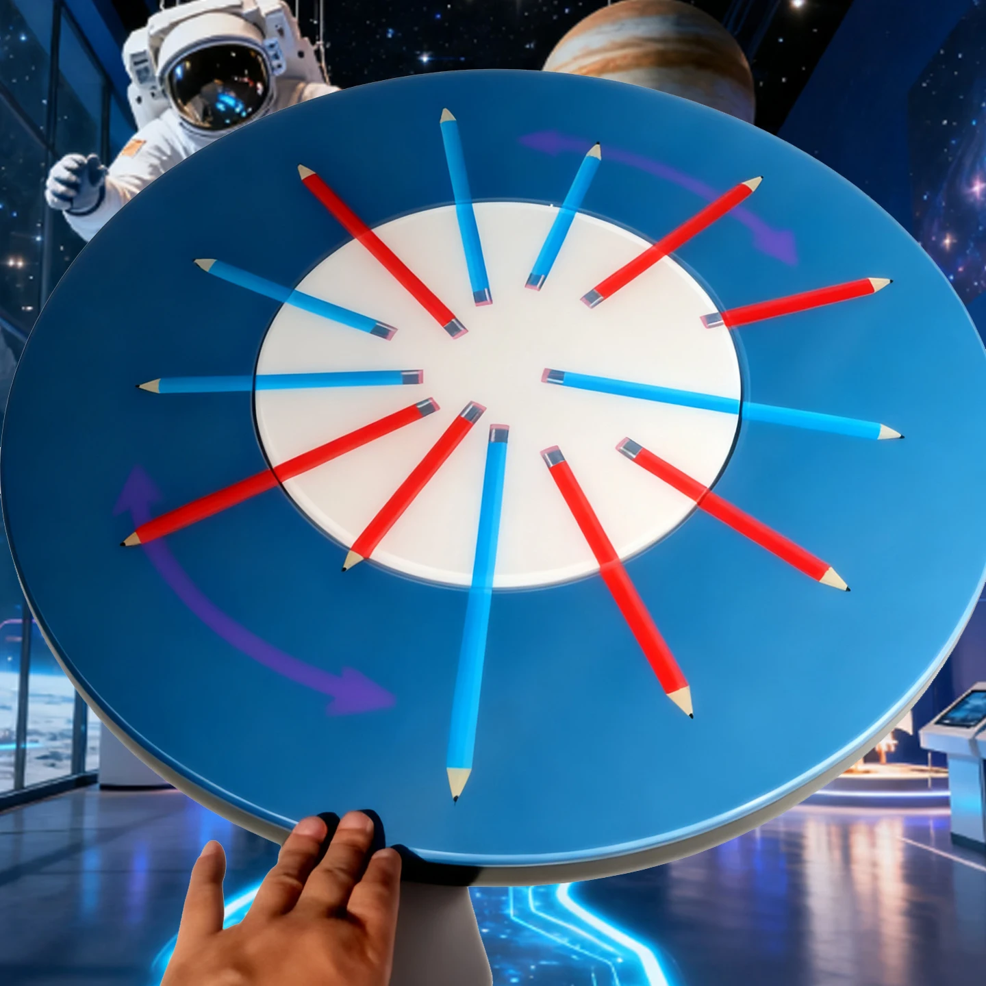 The mysterious change of red and blue pencils Red and blue science exhibitions Science games Interactive