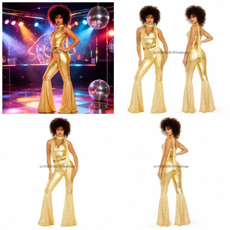 70s Retro Disco Costume Fashion Stage Cosplay Costume 80s Hippie Costume Womens Music Festival Party Performance Outfit