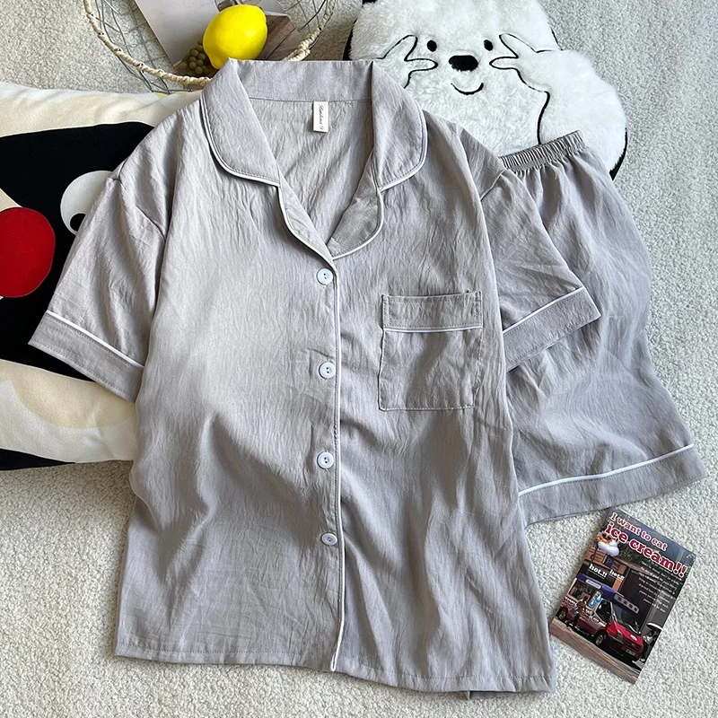 Cloud Cotton Men's Summer Sleepwear Short Sleeve Thin Home Clothes Set Youth Outdoor Indoor Suitable Lightweight Co...