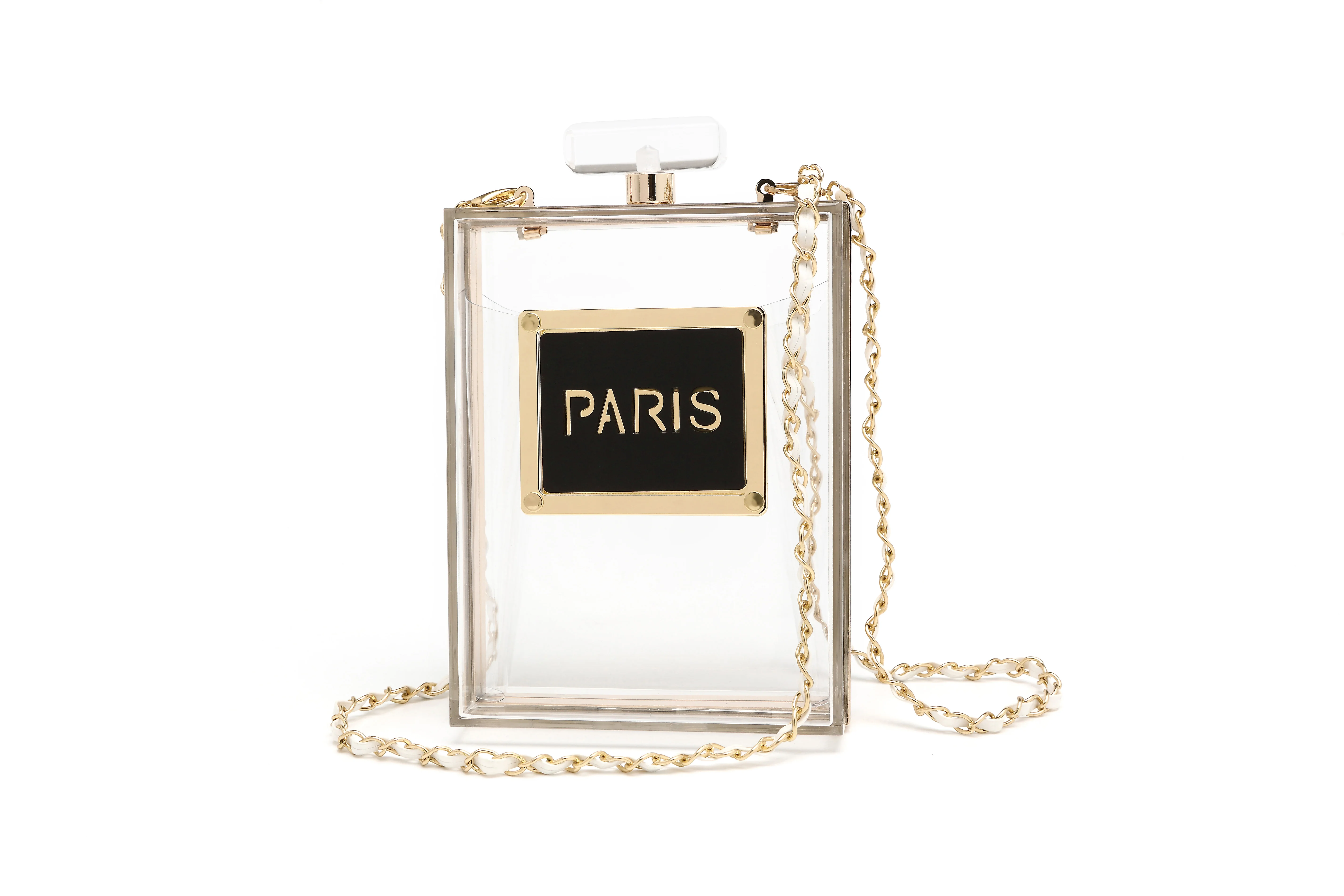 2023 new perfume bottle box bag ins high-end fashion transparent shoulder cross-body bag