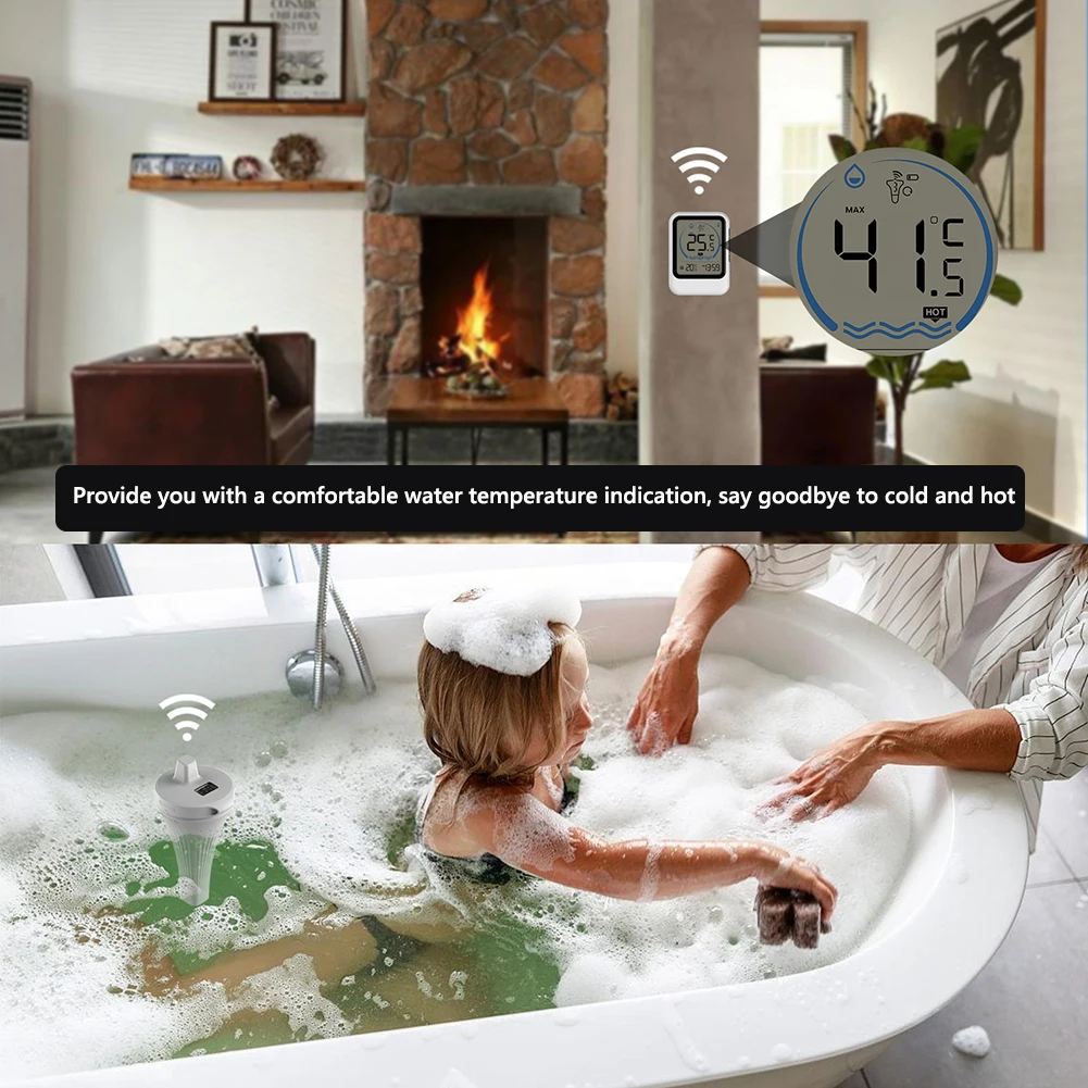 Wireless Pool Temperature Monitor IPX7 Waterproof Swimming Pool Thermometer Easy Read for Ice Bath Tub Fishbowl Pond Hot Tub