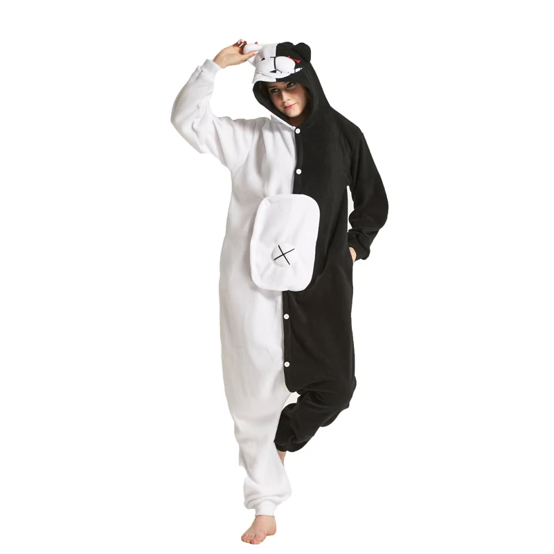 

Adult Cartoon Monokuma Onesies Brown Teddy Pedo Kumamon Rilakkuma Black Bear Animal Kigurums Pajamas Sleepwear Cosplay Costume