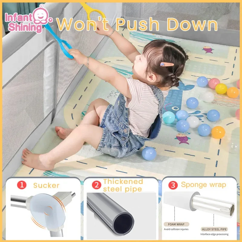 Parque infantil brillante para niños con Protector de espuma, parque infantil para bebés, valla de seguridad para bebés, parque infantil para niños