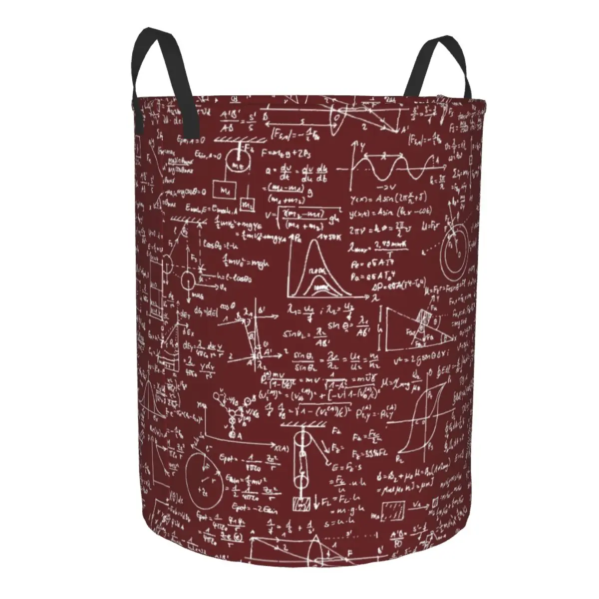 Physics Equations Burgundy Laundry Basket Collapsible Math Science Teacher Geometric Gift Clothes Hamper for Kid Toy Storage Bin