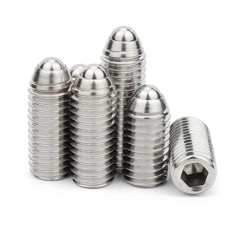 1/2/3/5pcs M3 M4 M5 M6 M8 M10 M12 M16 304 Stainless Steel Spring Ball Plunger Hex Hexagon Socket Grub Point Set Screw Bolt