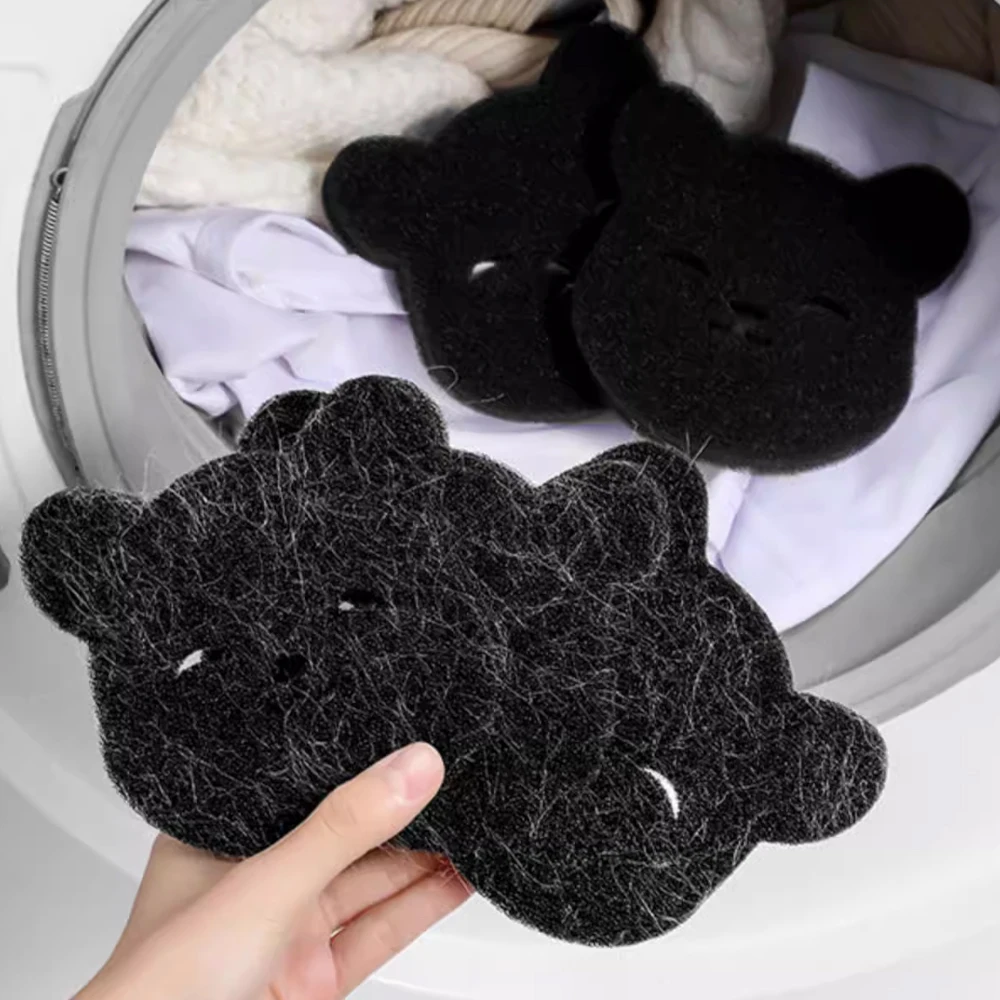 Bolas de Lavandería de 4 Piezas, Removedor de Pelusas para Lavadora, Removedor de Pelo de Mascotas en Forma de Oso, Esponja de Limpieza Reutilizable para Ropa, Sofá, Pelo de Gato y Perro