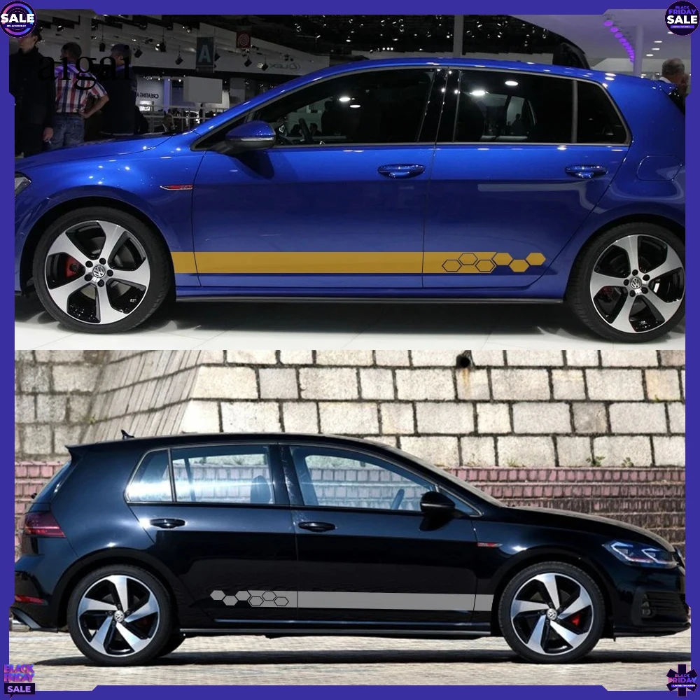 Car Stickers Door Side Skirt Vinyl Wrap Racing Decals for Volkswagen VW Golf 4 5 6 7 MK3 MK4 MK5 MK6 Polo Auto Car Accessories