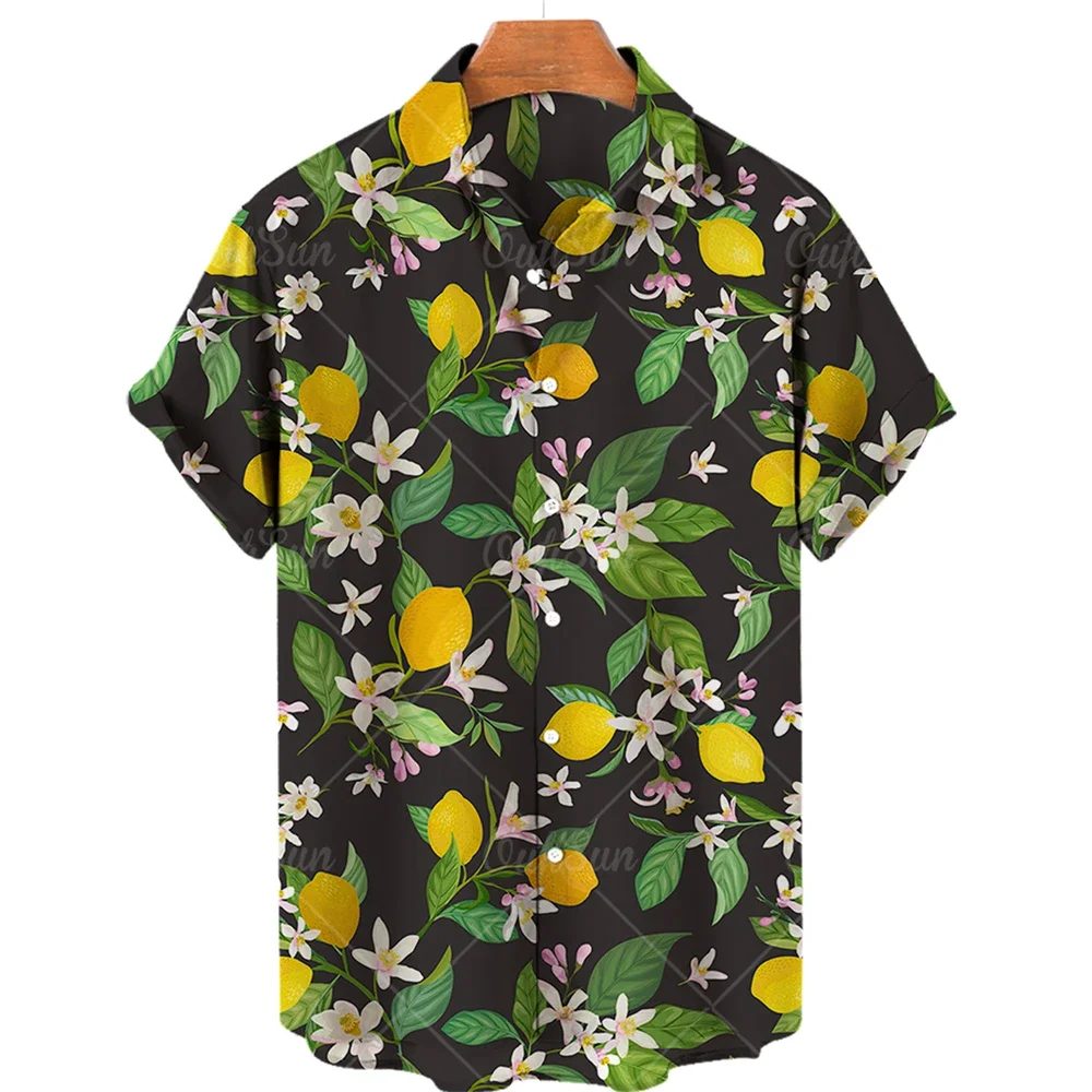 

2024 Hawaiian Shirt 3D Printing Men's And Women's Fruits Pattern Short Sleeve Unisex Loose Vacation Fashion Casual Beach Top 5XL