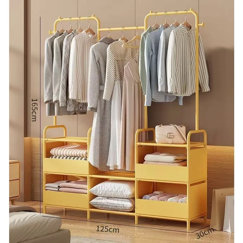 Wardrobe dustproof with door curtain, bedroom clothing storage rack, dirty clothes basket shoe rack integrated hanger ﻿ ﻿