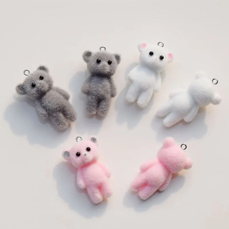 15pcs Little Bear Pendant Bulk Wholesale Cute 3D Little Bear Charm for Earring Keychain Pendant Accessory Diy Craft Jewelry Make