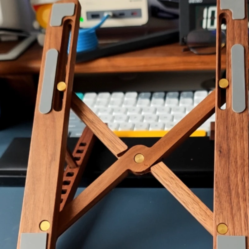 

Walnut Wood Laptop Stand Custom Foldable Suspended Lifting and Portability Heat Dissipation Minimalist Style Gifts for Friends