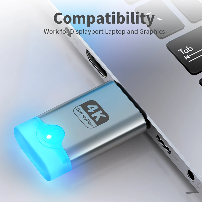 4K Displayport Dummy Plug DP Virtual Display Adapter Headless Ghost Display EDID Emulator with LED Lamp For Laptop Desktop