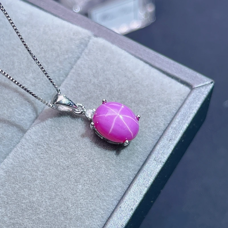 Starlight Ruby Set 925 Sterling Silver Non Discoloration Six Star Lines Beautiful Gift Ring Earrings Women