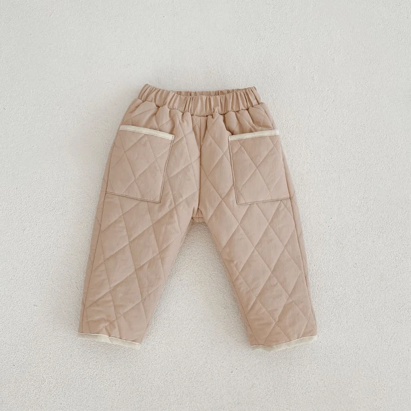 Calça acolchoada de algodão para bebê recém-nascido, criança pequena cintura média, roupas casuais de fundo grosso quente, menino e menina, 3m a 2y