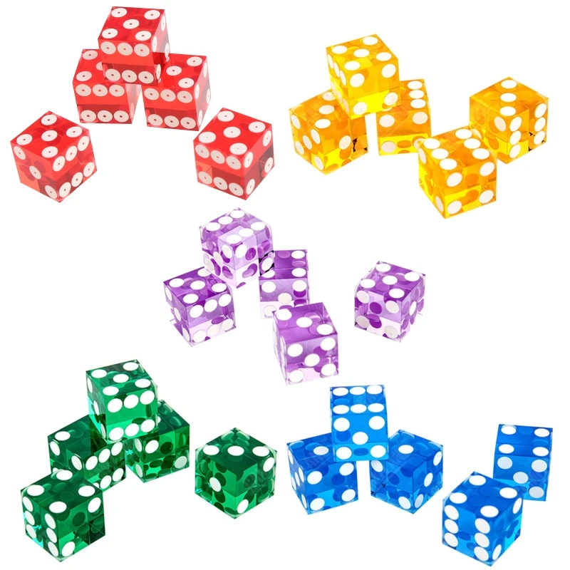 5pcs/lot 19mm Upgraded Acrylic Transparent six Sided D6 Casino Straight Corner