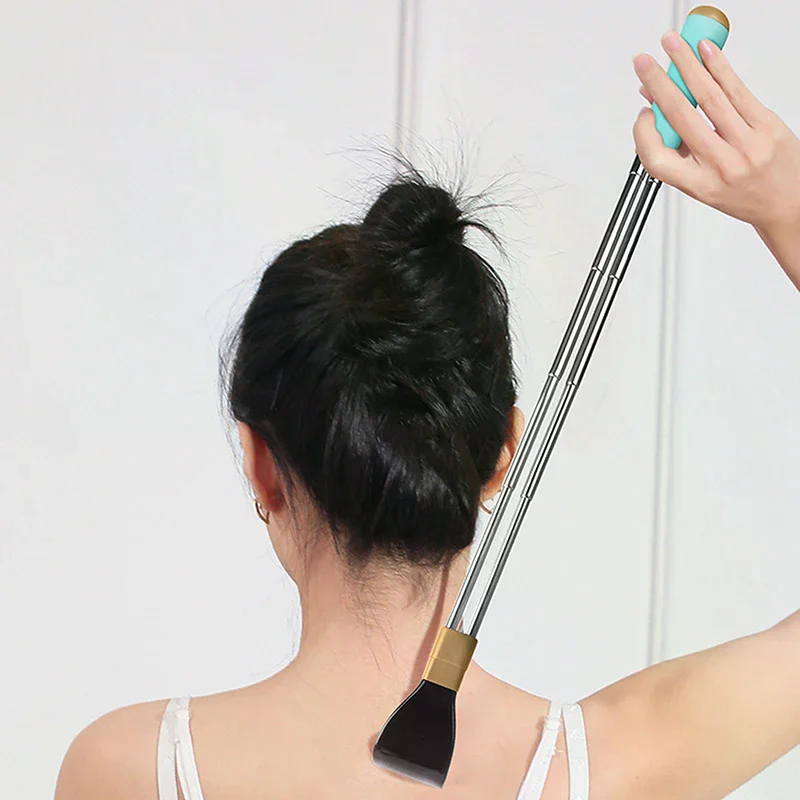 الفولاذ المقاوم للصدأ قابل للسحب هرش المحمولة تلسكوبي الظهر هرش حكة أداة تدليك قابل للتعديل مزدوج القطب خدش هدية #2