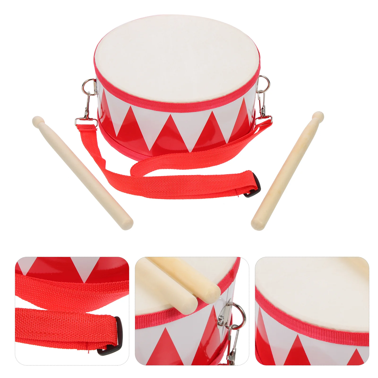 Children's Snare Drum Red and White Toddler Set Music Educational Toy Childrens Polyester