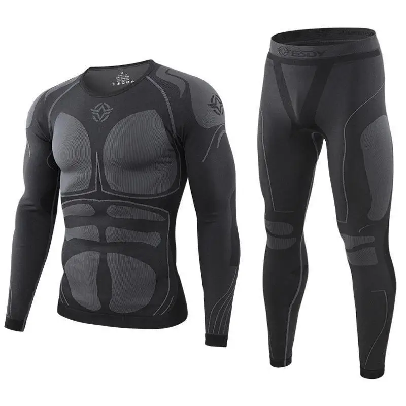 Men's Sports Warm Body Seamless Long Underwear Set Outdoor Warm Training Clothes Fitness Clothes Tight Fitting Shapewear