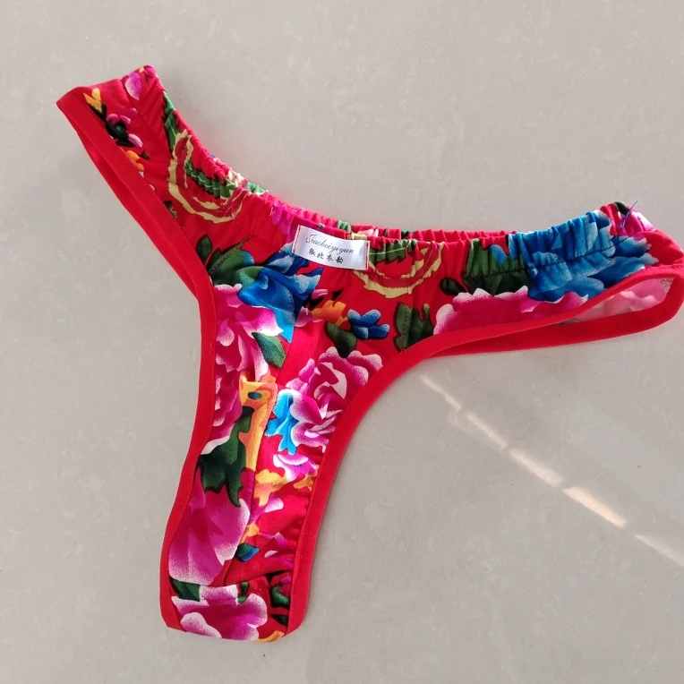

Мужское сексуальное женское белье, трусы-стринги с цветочным принтом, эластичные стринги с низкой талией, трусики с Т-образной спинкой, нижнее белье ручной работы, мужские ультра прозрачные стринги