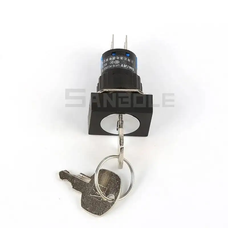 الفضة الاتصال LA16J-22Y/3 البلاستيك زر التبديل 220 V/24 V 3 موقف قفل التحكم زر مع مفتاح 16 مللي متر 2NC 2NO