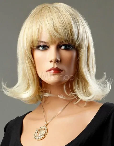 Perruque Synthétique Vintage Blond Clair pour Femme, Cosplay