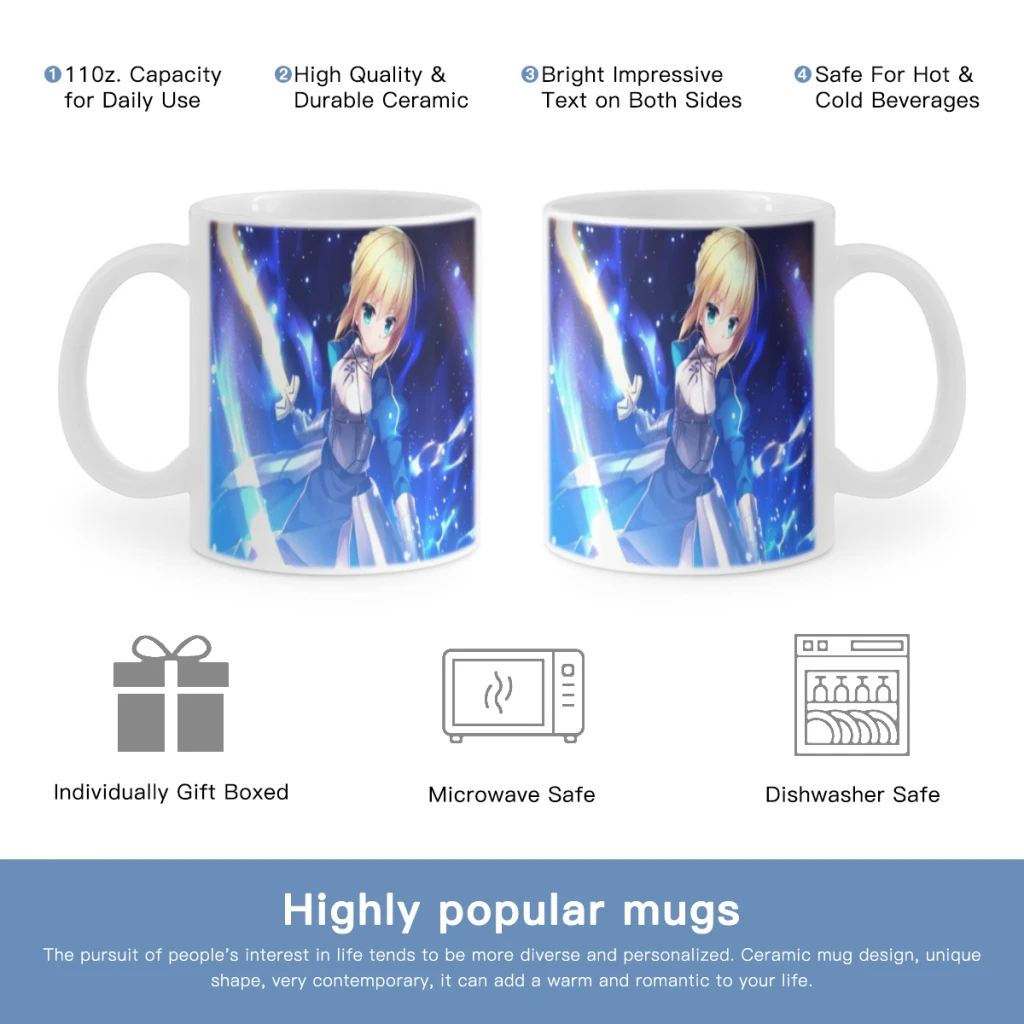 

F-Fate Zero Stay Night Free shipping Coffee Cups Reusable Portable Coffee Cup Dishwasher Safe Coffee Mug Coffee Tea Travel Cups