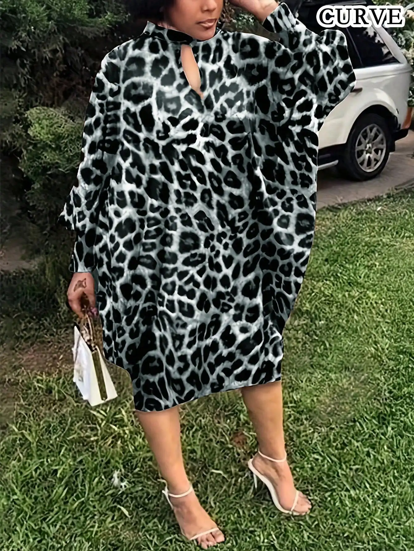 

Плюс размер 1XL-5XL, женское модное платье в стиле бохо с рукавами «летучая мышь», платье с замочной скважиной, женское повседневное мешковатое платье с леопардовым принтом и круглым вырезом