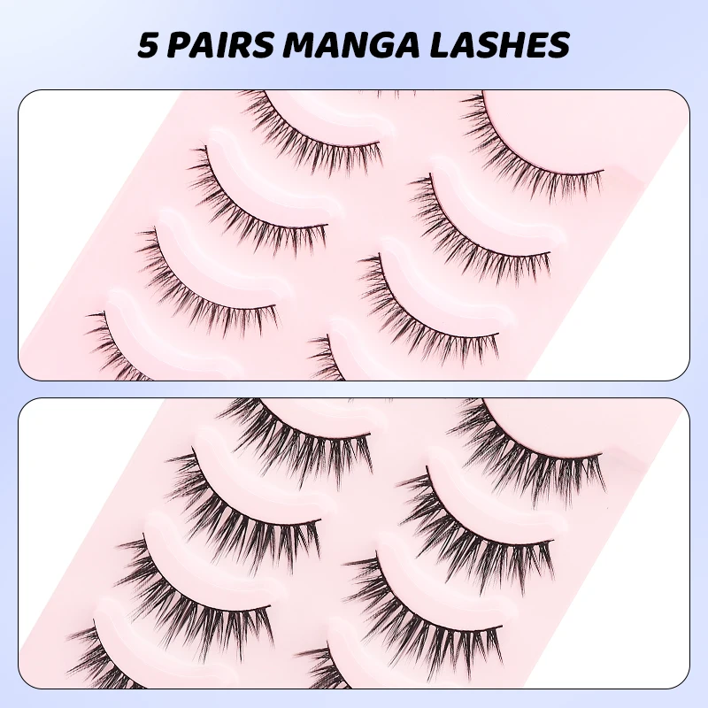 5 Paar weiche Streifenwimpern, Manga-Make-up, koreanische natürliche falsche Wimpern, DINGSEN, natürliche Wimpern, Ärmel, Anime, tägliche Wimpern – Detail 3