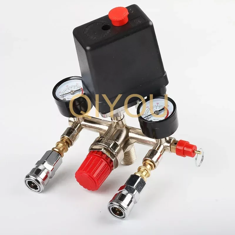 Air Compressor Pressure Check Gauge Air Valve Manifold Oil-free Silent Air Compressor Accessories Adjustable Outlet Valve 175psi