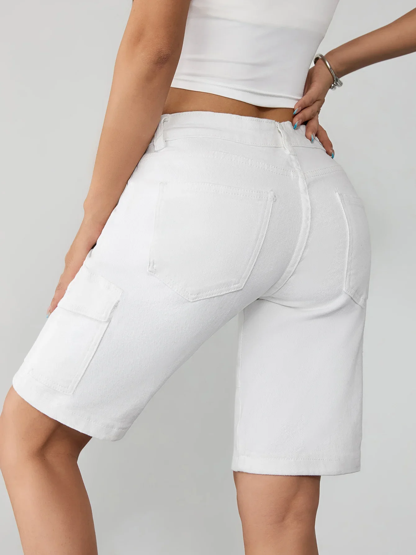 Casual denim cargobroek voor dames Mode witte spijkerbroek Stijlvolle denimkleding voor dames