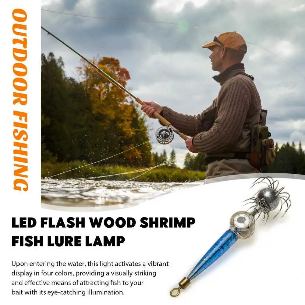 Fish Light Fish Attractor Light Waterproof Led Lure Lamp with Double Squid Hook Enhance Drop Fish with 4 Colors Fishing for Eye