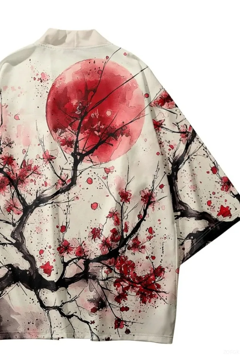Chinese Style Flowers Print Kimono Japanese Streetwear Cardigan Women Men Harajuku Haori Top Shirts Yukata Asian Clothes image 4
