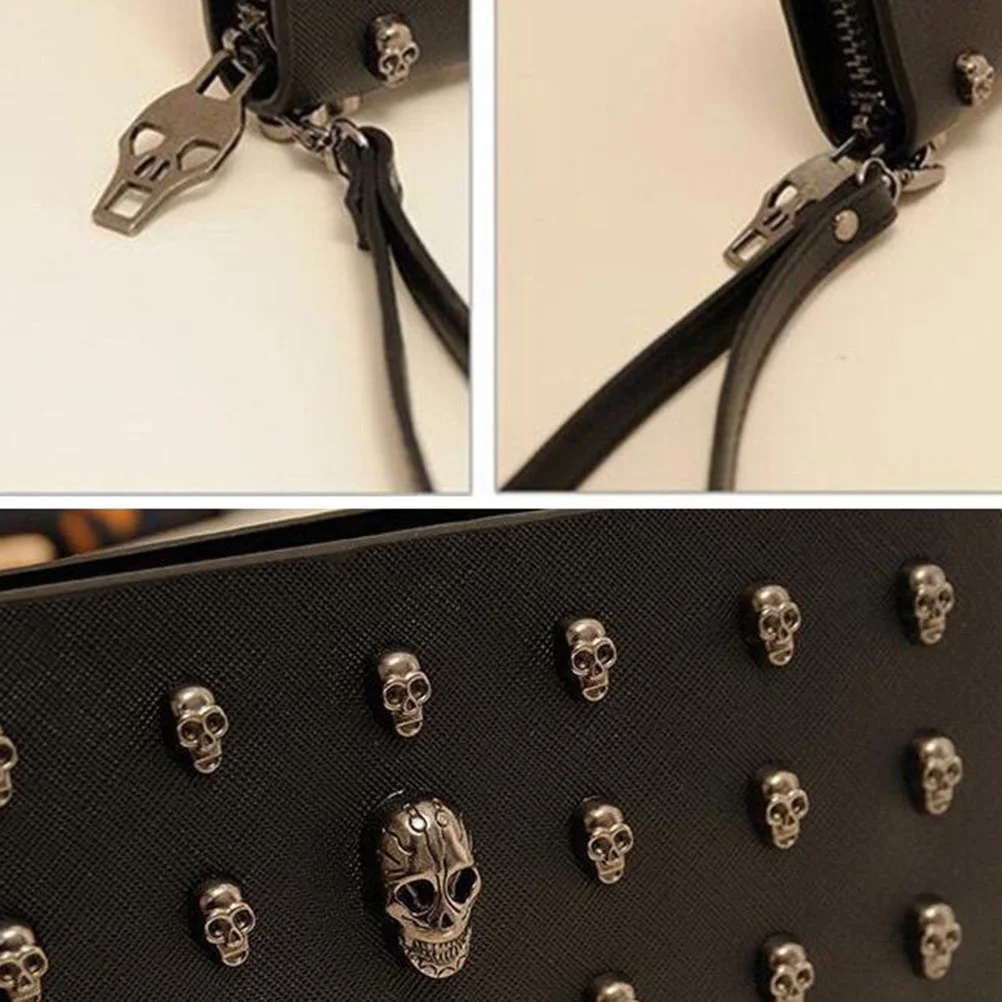 Portafoglio da donna con cerniera lunga Porta carte di credito di grande capacità Porta monete Borsa da esterno Borsa multi-carta Design unico nero