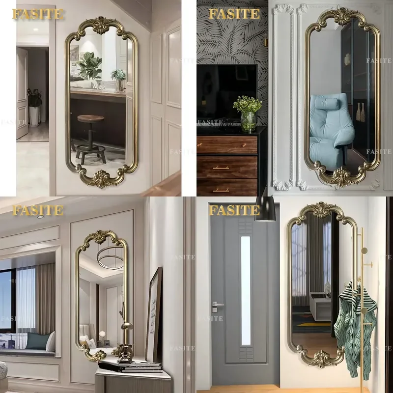 For Nordic Light Luxury Wall Mounted Full Body Mirror Wooden Frame Bedroom Dressing Room Clothing Store Home Decor