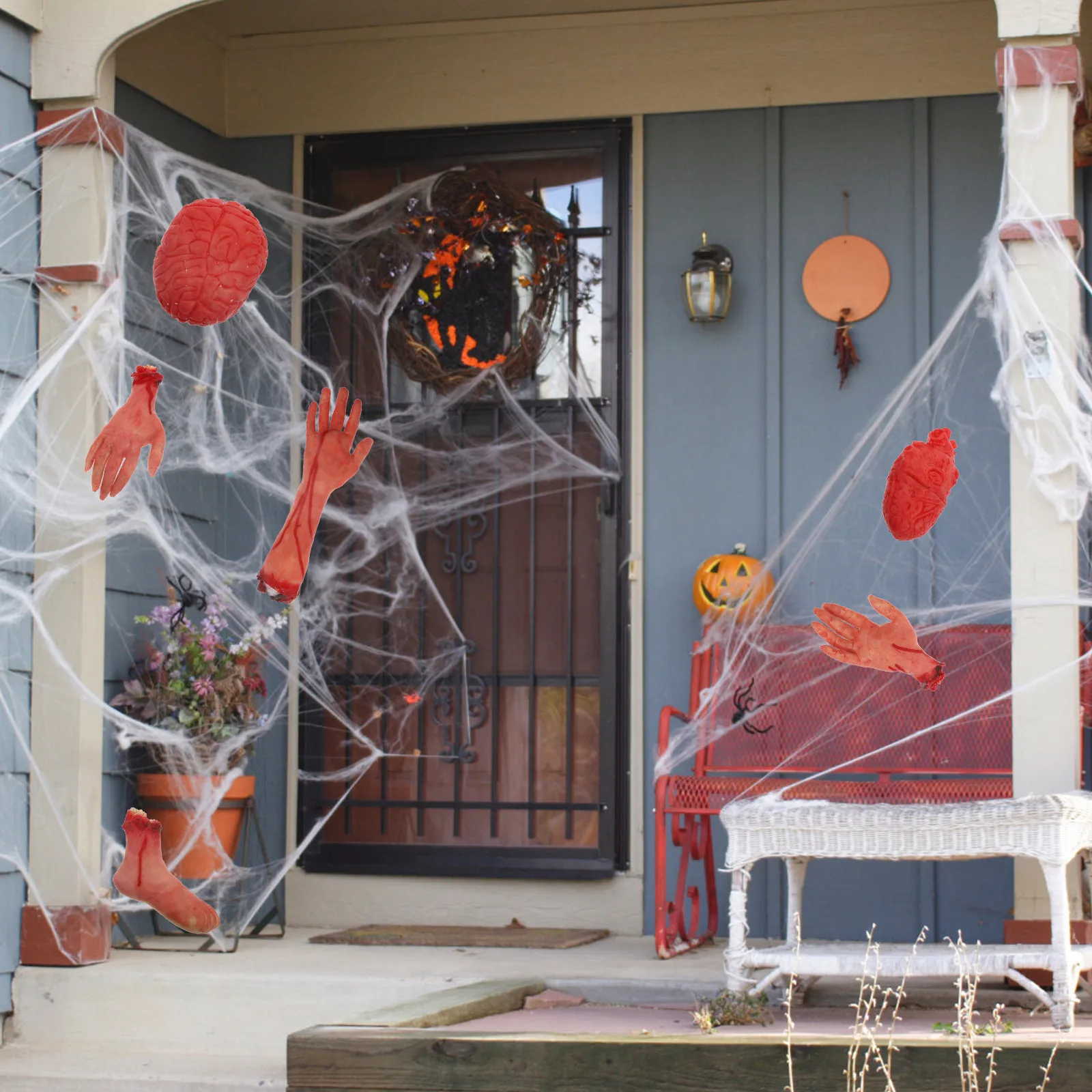 

Набор из 6 предметов: Страшные имитации человеческих органов для декораций на Хэллоуин, легкие, портативные, многоразовые, для дома с привидениями