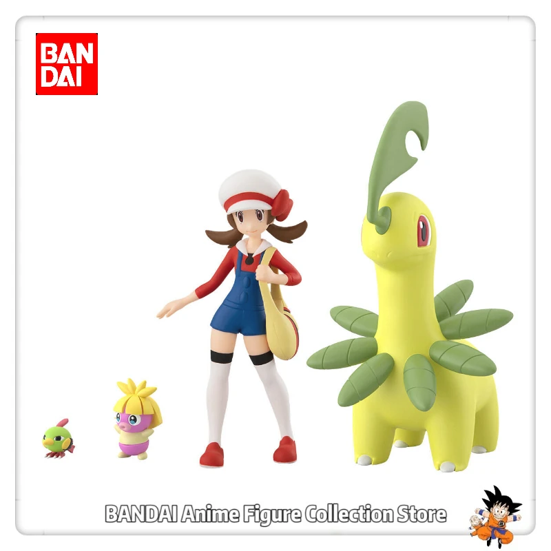 In Stock Original Bandai POKEMON Scale World Johto Region Kotone Bayleaf Naty Muchul Anime Figures Shokugan Model Toys