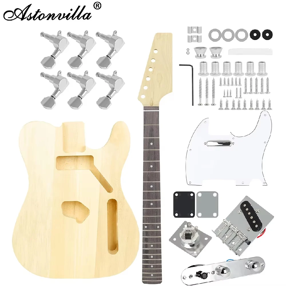 DIY Electric Guitar  Assembled Kit Set 6 Strings 22 Frets Maple Wood Guitar Electric Guitar Hand-assembled Parts Accessory Set