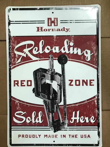Hornady Reloading Redzone Tin Sign Tin & Metal Sign Wall Poster Wall Decor Home Office Pub Store Garage Coffee Shop sign si sign