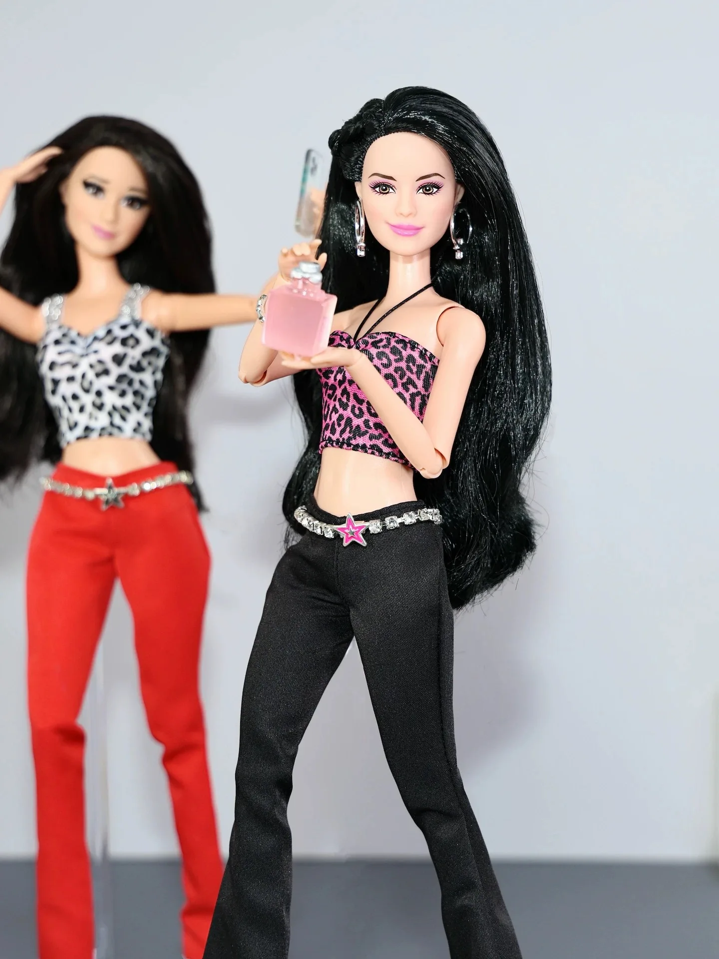 30 centimetri Vestiti per le bambole Accessori Moda Y2K Spice Girl Stampa leopardata Gilet + Pantaloni lunghi + Catena in vita Set per 1/6 BJD Supermodel Doll