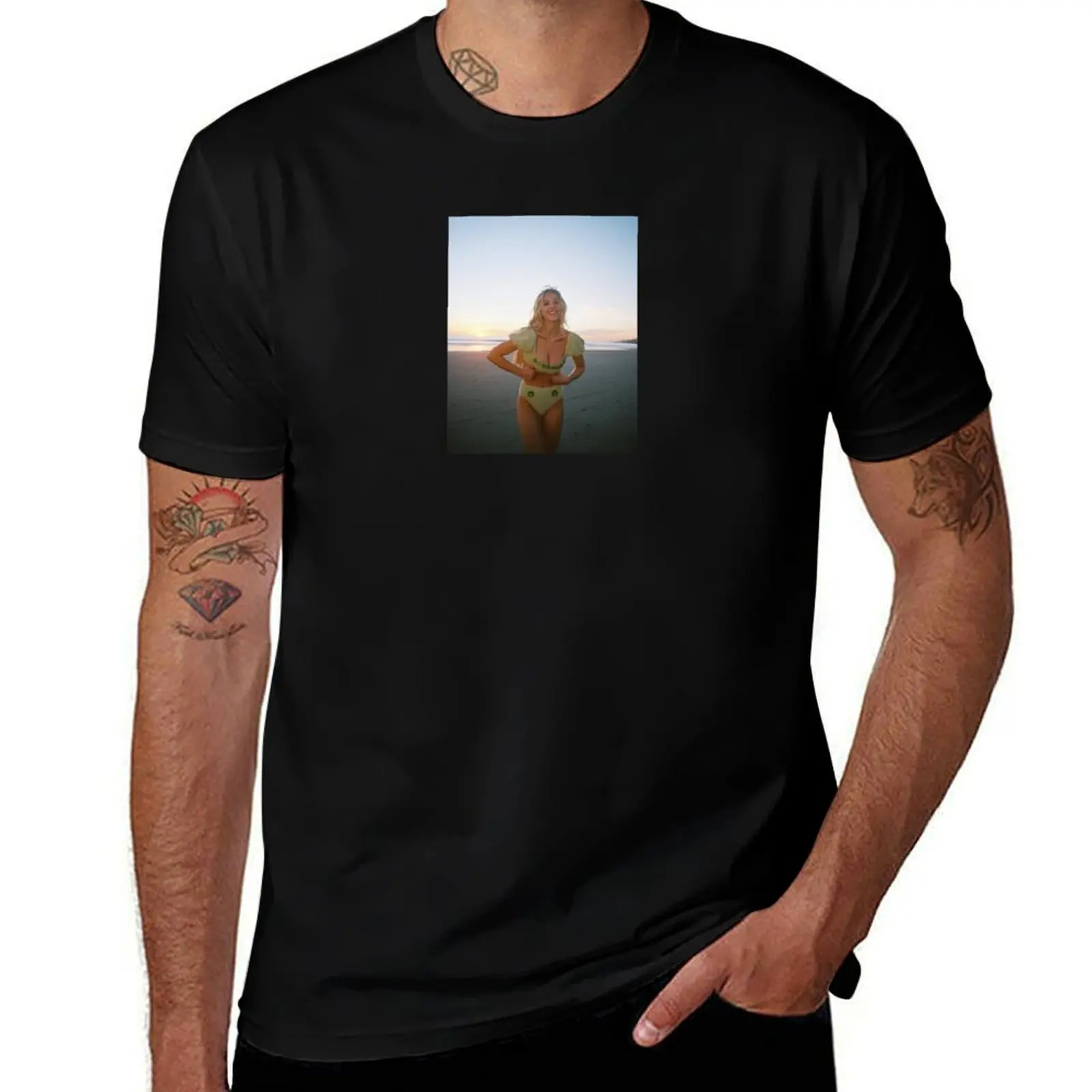 T-shirt avec autocollant Euphoria de Sydney Sweeney, tissu résistant, pour le travail